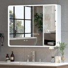 Bathroom Mirror Cabinet Wall Mount Storage Organizer W  Door  Shelves  White