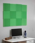 2  Green Acoustic Wedge Soundproofing Studio Foam Tiles 12 Pack