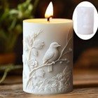 Bird Branch Relief Cylinder Candle Silicone Mold Nature Floral Pattern Diy Mould