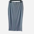Superdown Midi Skirt Lena Ribbed Light Blue Womens Size Large Elastic Waist