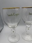 Vintage Irish Coffee Glasses Set Of 4 Gold Rim Shamrock Footed Goblets