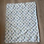 Vintage Cotton Baby Blanket Handmade Nursery Rhyme Turtles Blue Green