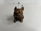 Antique Bulldog Pin Cushion  Usa Copper Pin Keep Early Cloth Dog