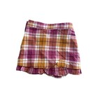 Janie And Jack Girls Plaid Ruffle Skirt Size 8 Adjustable Waist Brown Pink Nwt