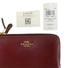 Coach Double Corner Zip Wristlet Wallet Nwt Wine Multi Pebbled Leather Gold Tone