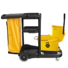 Commercial Janitorial Housekeeping Cart And 26 Qt  Mop Bucket Wringer  Yellow