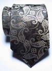 New Classic Paisley Black Brown White Jacquard Woven 100  Silk Men s Tie Necktie
