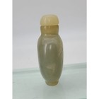 Antique Chinese Carved Green   White Jade Snuff Bottle 