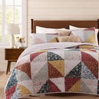 Floral Patchwork Queen Quilt Set - 3 Piece Lightweight Soft Bedding Coverlet