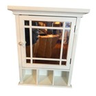 Vintage-style White Mirrored Wall Cabinet Glass Knob With Storage Shelf