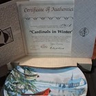 Edwin M  Knowles Birds Of The Seasons  cardinals In Winter  Plate W  Coa