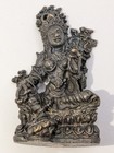 Tibetan Green Tara Bodhisattva Wisdom Female Buddha Amulet Mini Dark Brass Idol