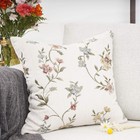 Embroidery Jacquard White Floral Leaf Pattern Square Decorative Throw Pillow    