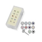 10 Pcs In Box 925 Sterling Silver Round Cz Shield Shape Jewelled Nose Stud 22g