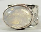 Vintage Sterling Silver Moonstone Ring Moon And Stars Engraved Design Boho Hippy