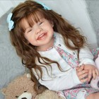 Lovely 28  Reborn Baby Doll Toddler Girl Mila Rooted Brown Hair Art Collect Gift
