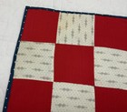 Vintage Antique Patchwork Quilt Table Topper  Four Patch  Early Calicos  Red