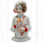 Antique Pin Cushion Half Doll Porcelain Art Deco Lady Brown Hair 3  Japan
