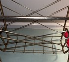 Vintage Mid Century Gold Brass Magazine Rack Geometric Wire Newspaper Holder