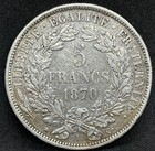 France 1870-a 5 Franc Coin  Xf Condition  Tougher Date  Nice Large Silver Crown 