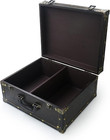 Large Wooden Decorative Storage Trunk - Wood Leather Treasure Chest Box Vintage 