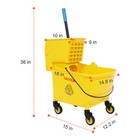 Commercial Mop And Bucket Set On Wheels  Side Press Wringer Combo 35-quart Mop