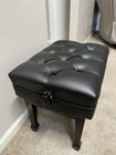 Steinway   Sons Artist Bench Satin Ebony    Completelyrestoredandreupholstered 