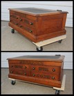 Antique Merricks Oak Spool Cabinet 4 Drawer Mercantile Slant Top Desk Andrewsink