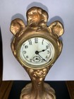Antique Jennings Brothers Art Nouveau Miniature Table Clock  Gilt Bronze 8   mini