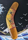 Boomerang Wooden Handmade   Painted 10  Australia Souvenir Waterhole Dreaming 