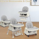 Baby High Chair 5-point Safety Harness Locking Wheels removable Dual-layer Tray
