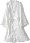 Women s Lace Trim Bride Kimono Robes With Embroidery Bridal Silky Satin Bathrobe