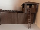 Marx 1950 s Fort Apache Stockade Lot - Brown Hp-w 2 6pc Blockhouses - Good Lot