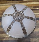 Vintage 1930 s Art Deco Ceiling Light Fixture Glass Shade Pink Textured Lamp
