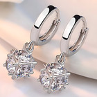 Women s Dangle Hoop Earrings 925 Sterling Silver Plated With Round-cut Cubic 467