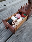 Vintage Wooden Rooster Thread scissors Holder Pin Cushion Sewing Caddy