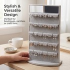Rotating Earring Display Stand With Mirror - Flannel And Metal Jewelry Holder
