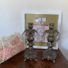 Antique Candle Holder Hollywood Regency Style Ornate Gold Cast Brass