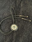 Zuni Sunface Bolo Tie   old Pawn 1940 s  Sterling Silver With Multi-stone Inlay