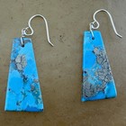 Santo Domingo Pueblo Turquoise Slab Dangle Earrings Native American Jewelry