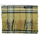 Men s 100  Cashmere Scarf Beige Checked Plaid Design Soft  Made In Scotland