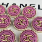 10 Chanel Buttons Pink Gold Cc Logo Metal 20mm Vintage