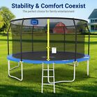 Outdoor Trampoline Safety Enclosure Net Spring Pad Ladder Basketball Hoop 15ft