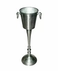 Silver Rustic Floor Stand Champagne Bucket Distressed Look Wine Cooler Ice Gift