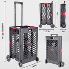 Mesh Rolling Utility Cart  Foldable Shopping Cart  Heavy Duty Utility Cart Wi   