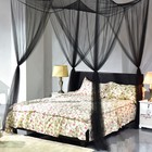 4 Corner Post Bed Canopy Mosquito Net Bedroom Decor Full Queen King Size Black