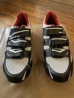 Venzo Men s Road Cycling Shoes Hook   Loop Black white red Eu 44 5 Us 10