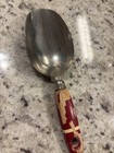 A j Stainless Measuring Scoop- Wood Red   Ivory Handle Vintage 50 s Kitchen