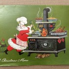 Vintage Mid-century Christmas Card Santa Chef Cooking Holiday Fare Mcm Vibrant C