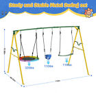 600lb Metal Swing Set Heavy Duty Frame Kids Adult Backyard Playset With 3 Swings